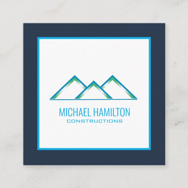 Professional modern real estate construction logo square business card (Front)
