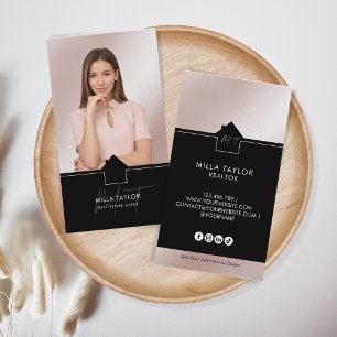 Professional Modern Real Estate Monogram Photo Business Card