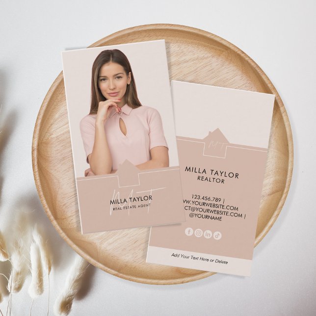 Professional Modern Real Estate Monogram Photo Business Card (Creator Uploaded)