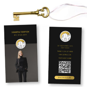Professional Modern Real Estate Photo Vertical Business Card