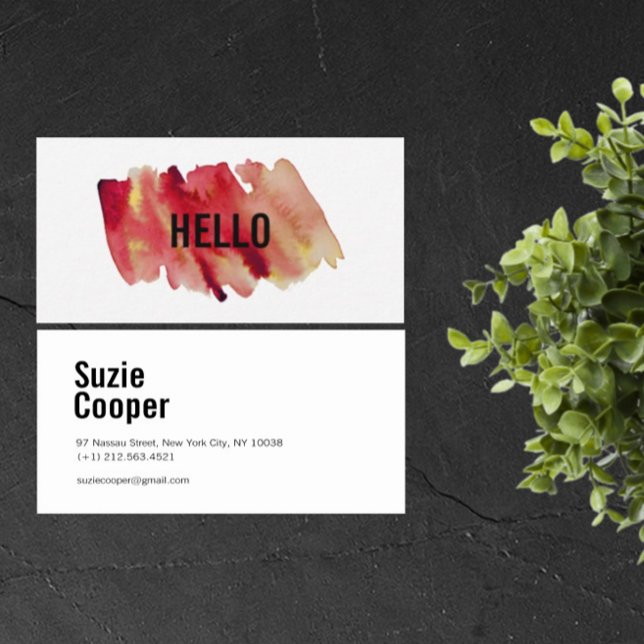 Professional Modern Red  and Gold Watercolor Business Card (Creator Uploaded)