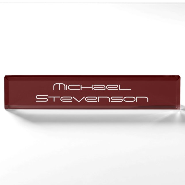 Professional Modern Red Business Desk Nameplate (Front)