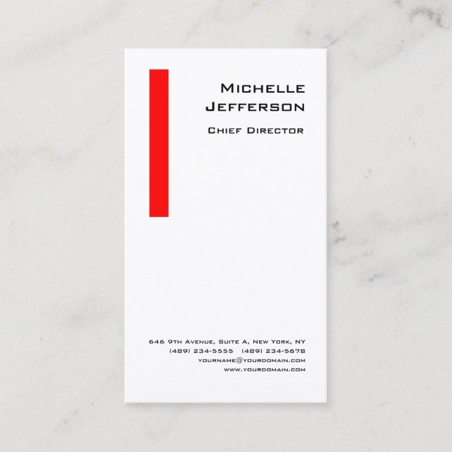Professional Modern Red White Business Card (Front)