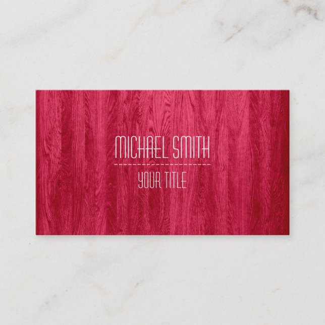 Professional Modern Red Wood Grain Business Card (Front)