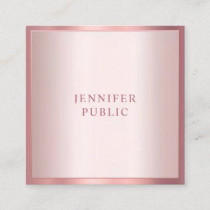 Professional Modern Rose Gold Chic Simple Template Square Business Card