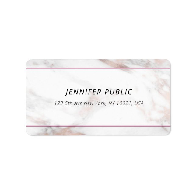 Professional Modern Rose Marble Template Address Label (Front)