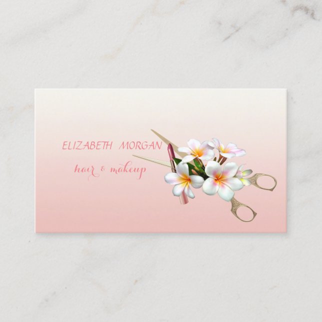 Professional  Modern ,Scissors,Lipstick,Flowers Business Card (Front)