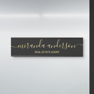 Professional Modern Script Black and Gold Door Sign