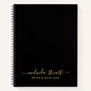 Professional Modern Script Black and Gold Notebook