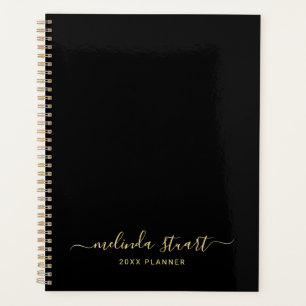 Professional Modern Script Black and Gold Planner