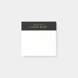 Professional Modern Script Black and Gold Post-it Notes