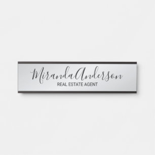 Professional Modern Script Black and Silver Door Sign
