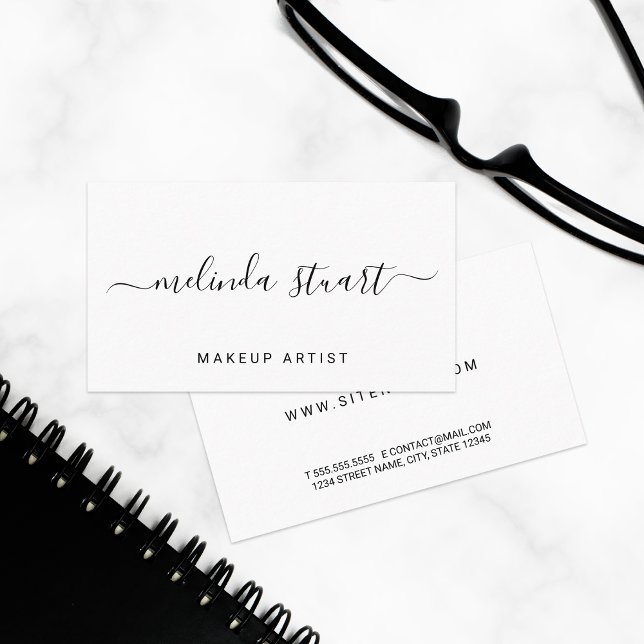 Professional Modern Script Black and White Business Card (Creator Uploaded)