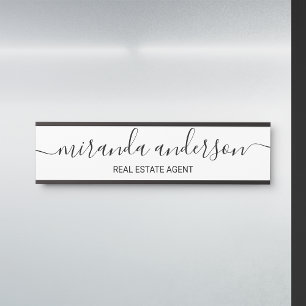 Professional Modern Script Black and White Door Sign
