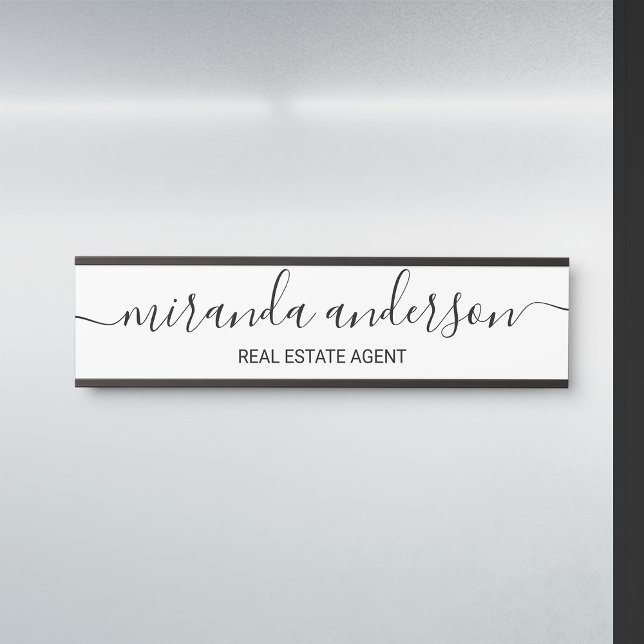 Professional Modern Script Black and White Door Sign (Creator Uploaded)