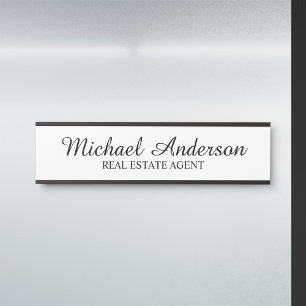 Professional Modern Script Black and White Door Sign