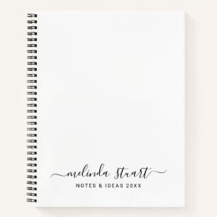 Professional Modern Script Black and White Notebook