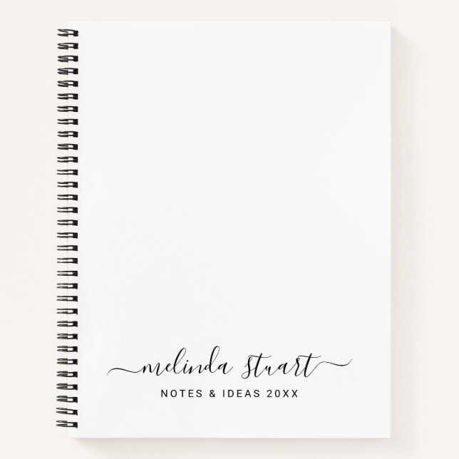 Professional Modern Script Black and White Notebook (Front)