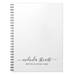 Professional Modern Script Black and White Notebook