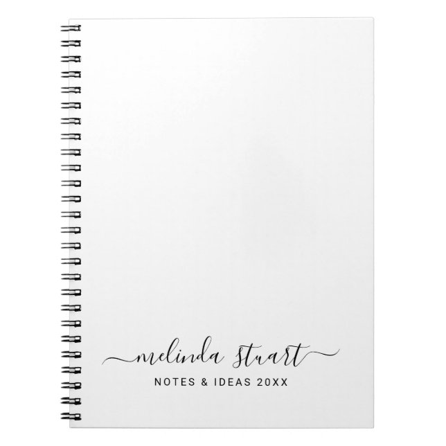 Professional Modern Script Black and White Notebook (Front)