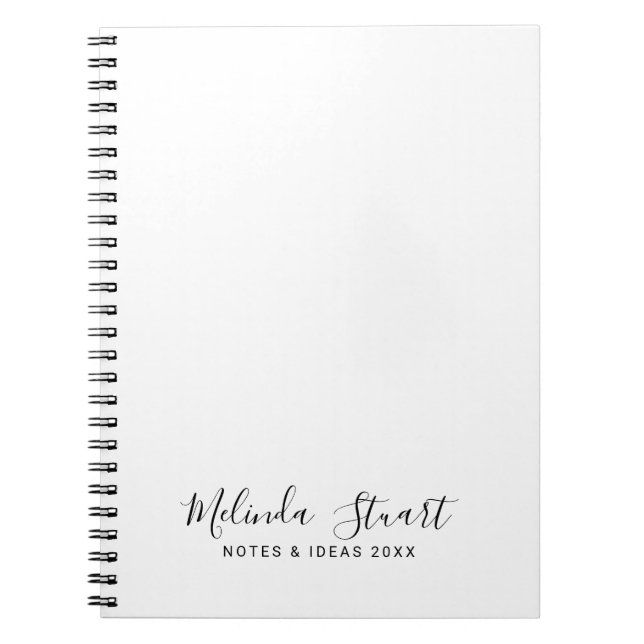 Professional Modern Script Black and White Notebook (Front)