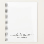 Professional Modern Script Black and White Planner<br><div class="desc">Professional Modern Planner featuring name in black modern script font style with custom text in black modern sans serif font style on white background.</div>