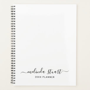 Professional Modern Script Black and White Planner