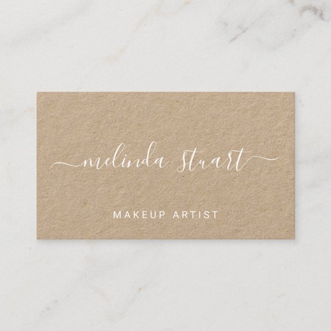 Professional Modern Script Kraft Paper Business Card (Front)