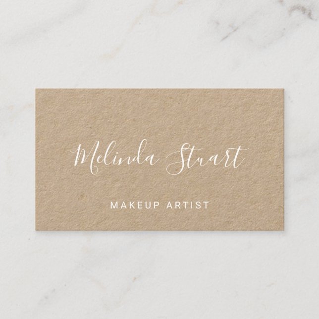 Professional Modern Script Kraft Paper Business Card (Front)