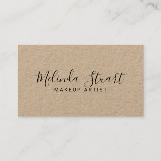 Professional Modern Script Kraft Paper Business Card (Front)