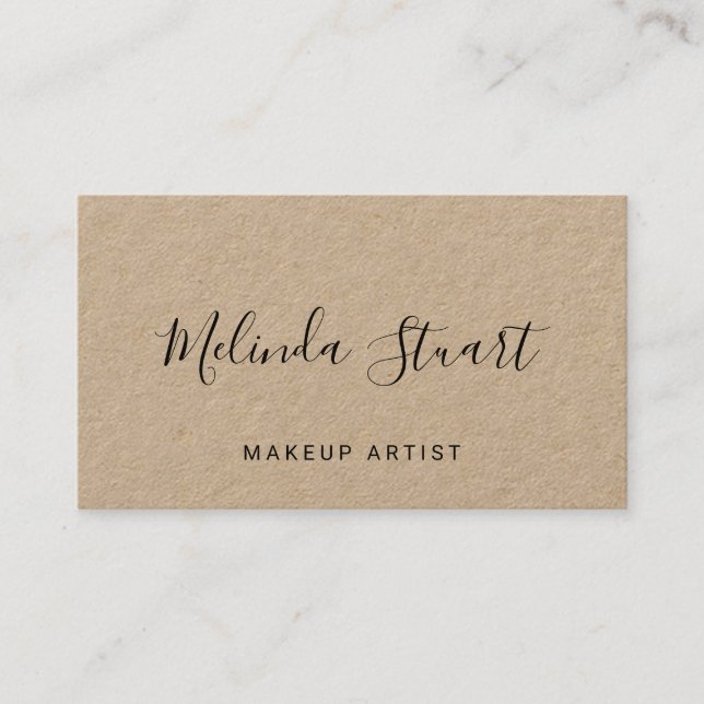 Professional Modern Script Kraft Paper Business Card (Front)