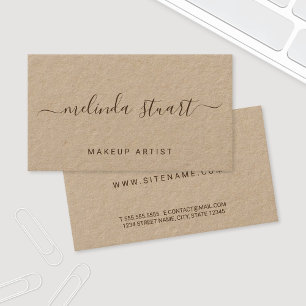 Professional Modern Script Kraft Paper Business Card