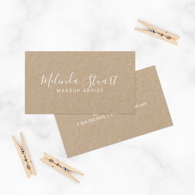 Professional Modern Script Kraft Paper Business Card (Creator Uploaded)