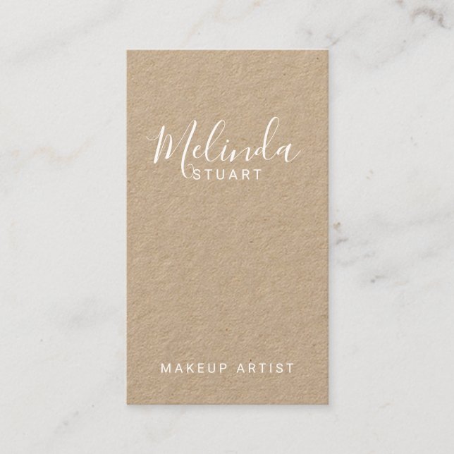 Professional Modern Script Kraft Paper Business Card (Front)