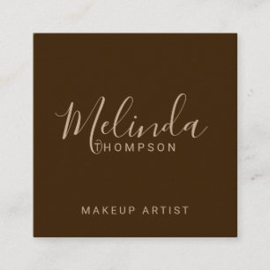 Professional Modern Script Kraft Paper Square Business Card