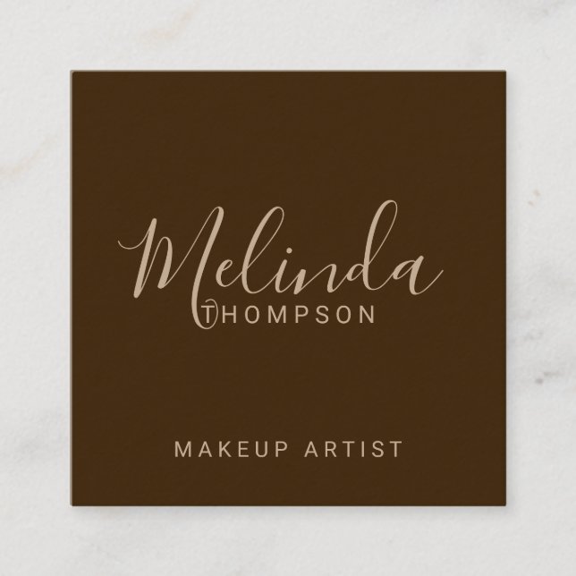 Professional Modern Script Kraft Paper Square Business Card (Front)