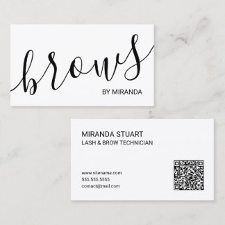 Professional Modern Script Lash & Brow Technician Business Card