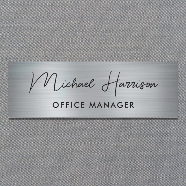 Professional Modern Script Silver Name Tag (Creator Uploaded)