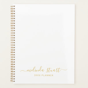 Professional Modern Script White and Gold Planner