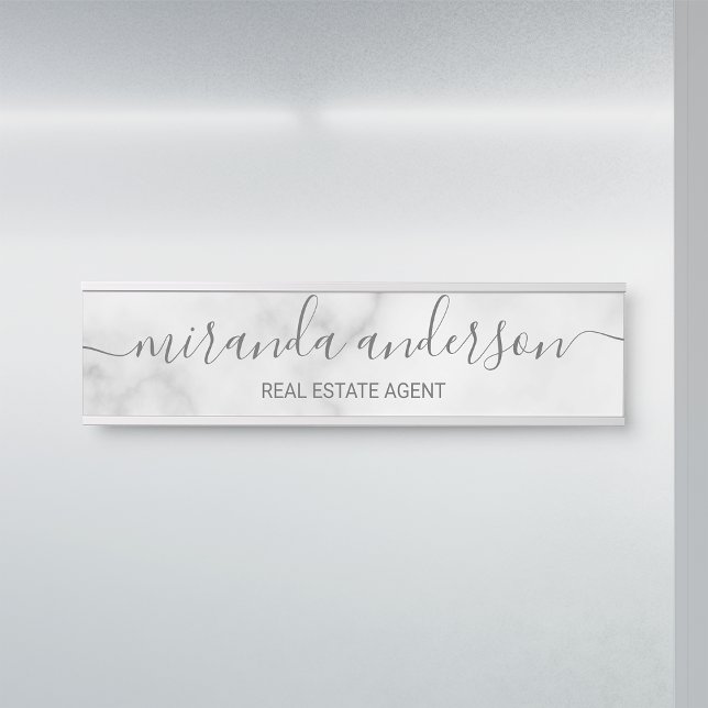 Professional Modern Script White Marble Door Sign (Creator Uploaded)