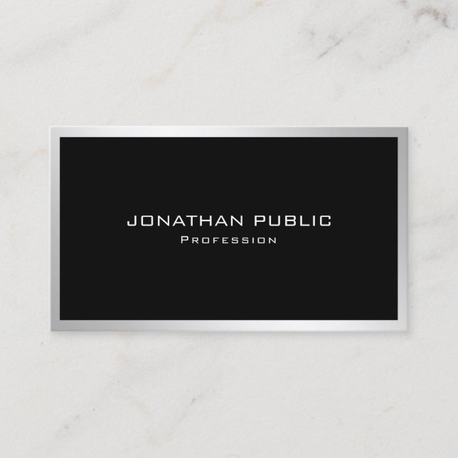 Professional Modern Silver Elegant Simple Template Business Card (Front)