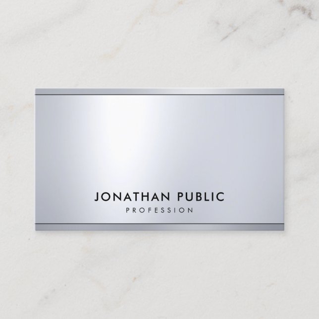 Professional Modern Silver Metallic Look Elegant Business Card (Front)