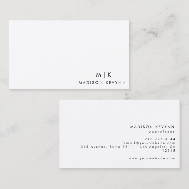 Professional Modern Simple Black Minimalist Business Card (Front/Back)