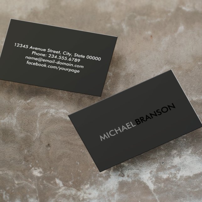 Professional Modern Simple Black Minimalist Business Card (Creator Uploaded)
