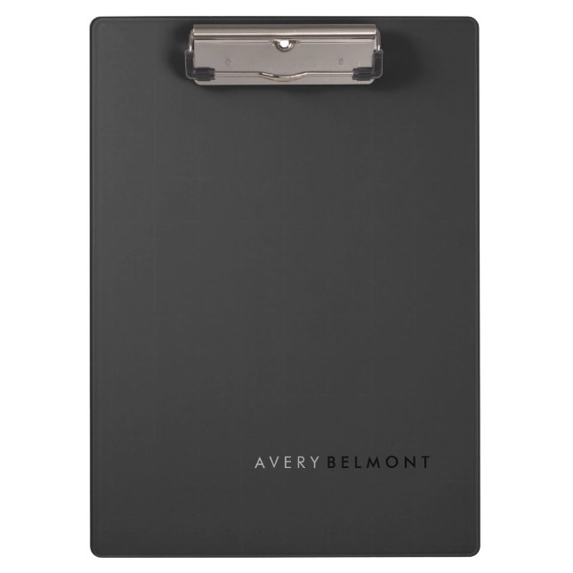 Professional Modern Simple Black Minimalist  Clipboard (Front)