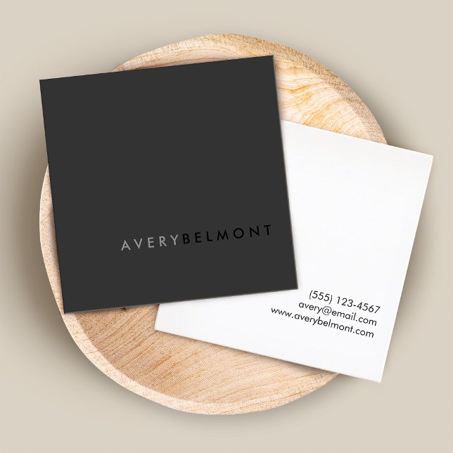 Professional Modern Simple Black Minimalist Square Square Business Card (Creator Uploaded)