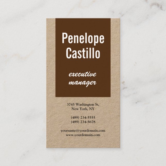 Professional Modern Simple Brown Premium Kraft Business Card (Front)