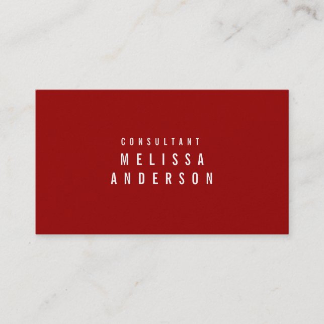 Professional Modern Simple Crimson Red Business Card (Front)