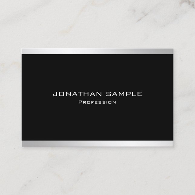 Professional Modern Simple Design Elegant Silver Business Card (Front)