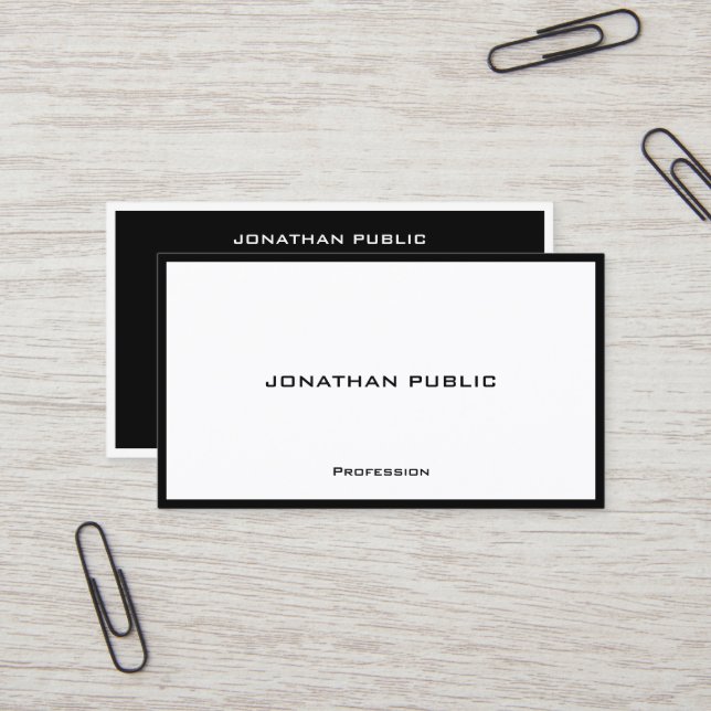 Professional Modern Simple Elegant Black & White Business Card (Front/Back In Situ)